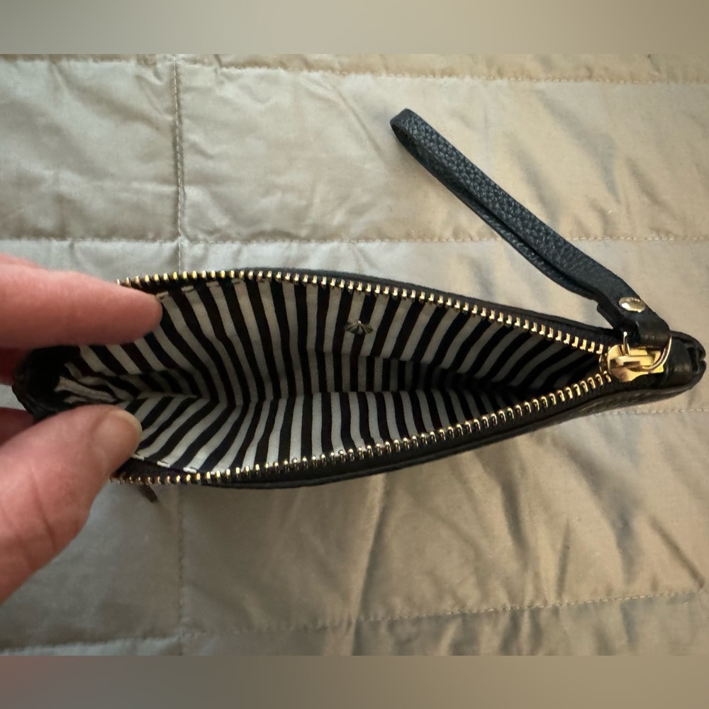 Kate Spade Leather Wristlet Small Card Coin Purse Black New - Picture 5 of 10